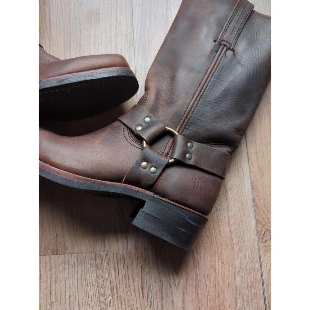 Frye 12R Harness Leather Boots Biker Moto Square Toe - Picture 4 of 11